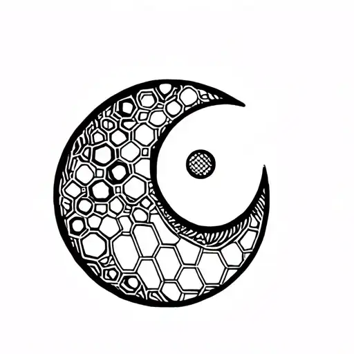 Minimalistic Moon Builded With Hexagons