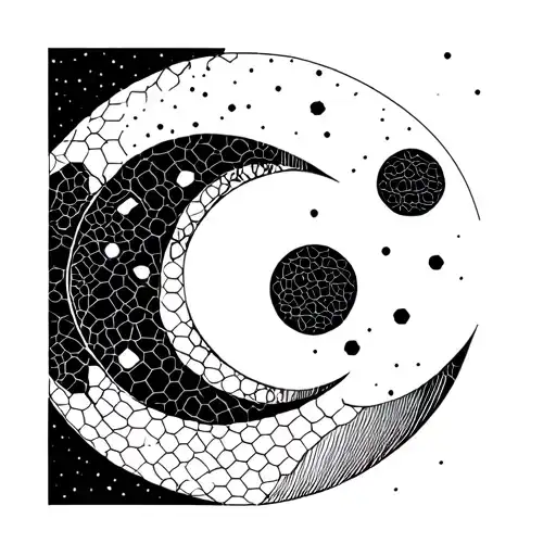 Minimalistic Moon Builded With Hexagons