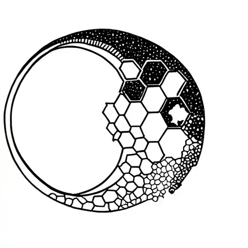 Minimalistic Moon Builded With Hexagons