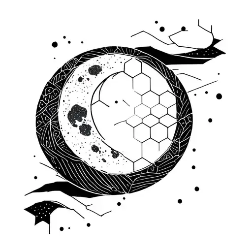 Minimalistic Moon Builded With Hexagons