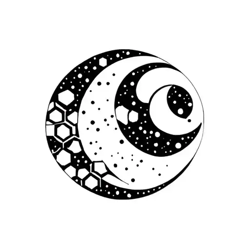 Minimalistic Moon Builded With Hexagons