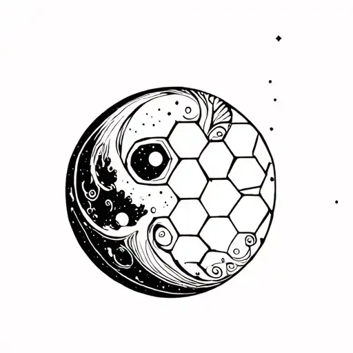 Minimalistic Moon Builded With Hexagons