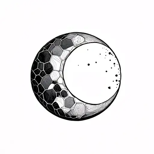 Minimalistic Moon Builded With Hexagons