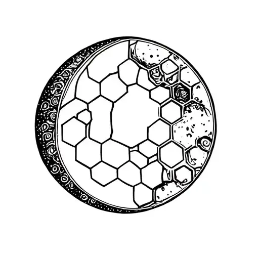 Minimalistic Moon Builded With Hexagons