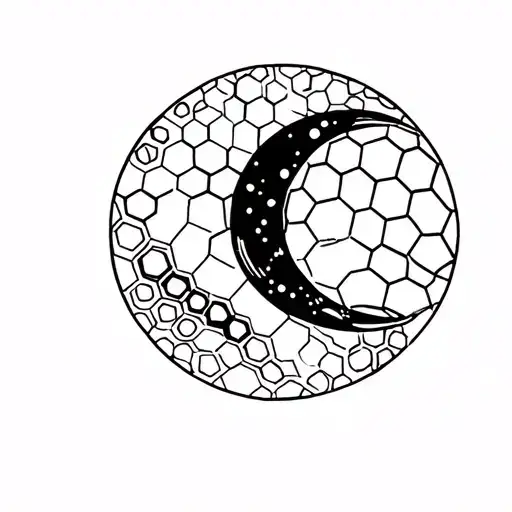 Minimalistic Moon Builded With Hexagons