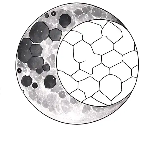 Minimalistic Moon Builded With Hexagons