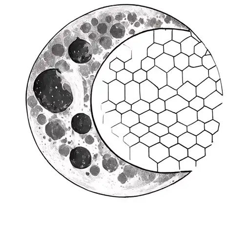 Minimalistic Moon Builded With Hexagons