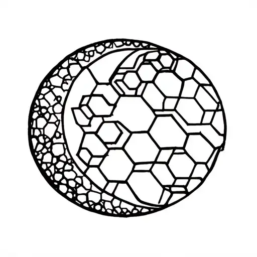 Minimalistic Moon Builded With Hexagons