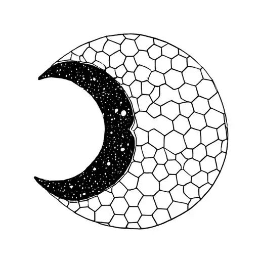 Minimalistic Moon Builded With Hexagons