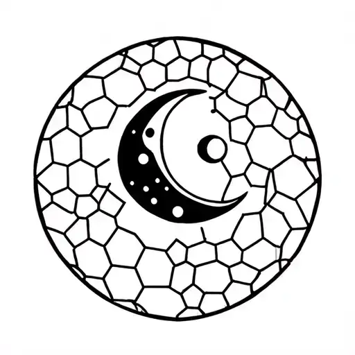 Minimalistic Moon Builded With Hexagons