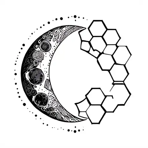 Minimalistic Moon Builded With Hexagons