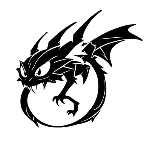 Toothless Night Fury With Light Fury Curled