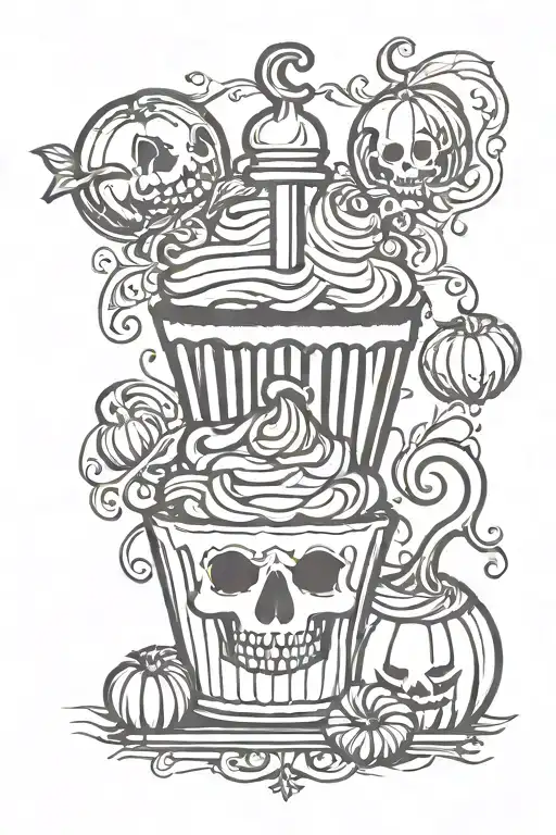 Skeleton Key And Pumpkin And Cupcake