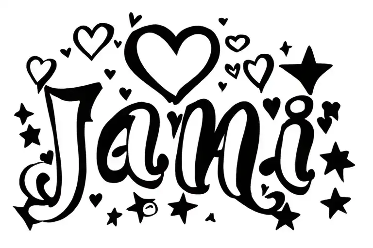 The Name Janii With Hearts And Stars