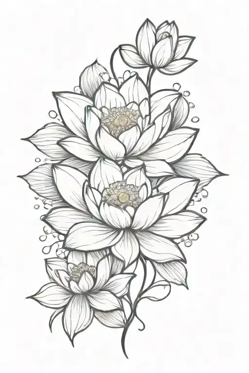 Lotus Flower Intertwined On Spine Tattoo With Flowers