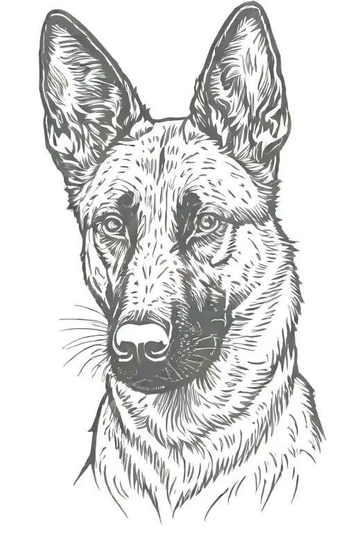 Malinois Looking For Trouble Whimsical Realistic