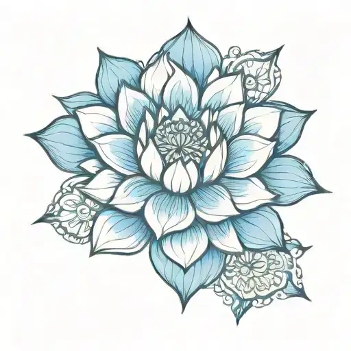 Blue Lotus With Mandala Design Incorporating