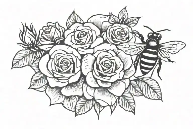 Bee And Roses