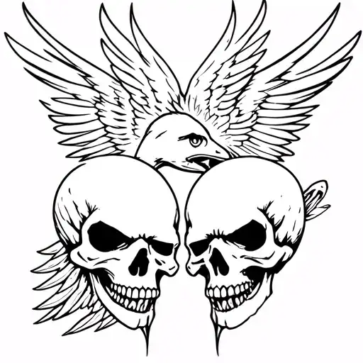 Two Skulls Between Them Eagle