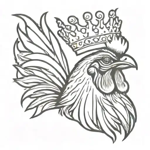 Proud Rooster Wearing A Crown