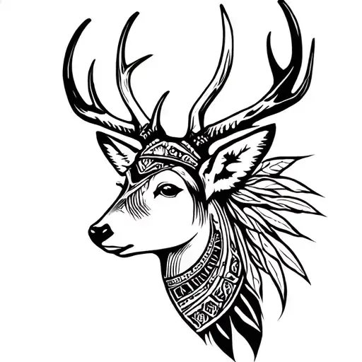 Yaqui Woman Warrior Deer Head