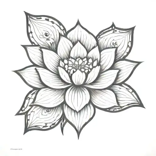 Buddhism Inspired Back Tattoo With A Lotus Flower