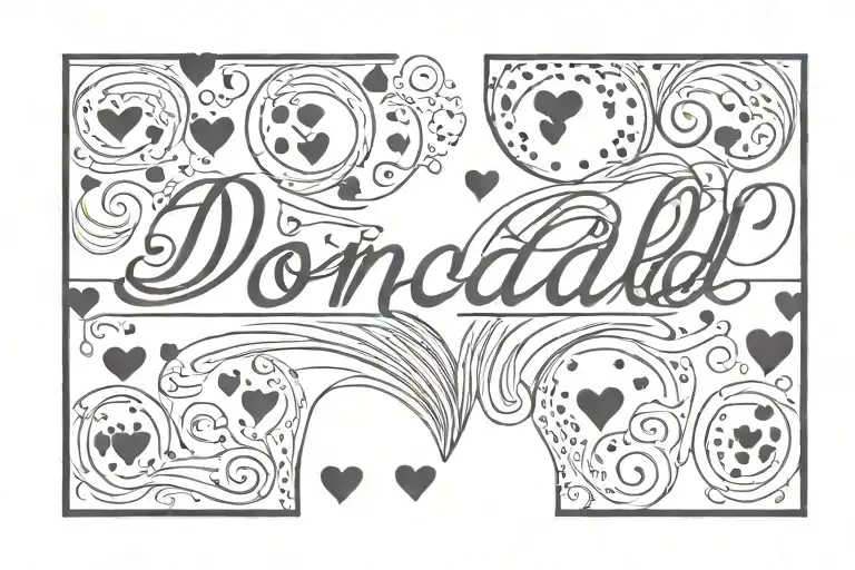 The Name Donald With Small Hearts