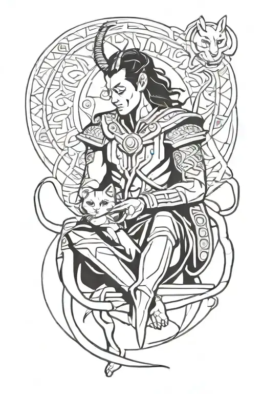 Loki God And Cat Playing