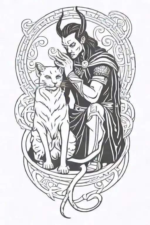 Loki God And Cat Playing