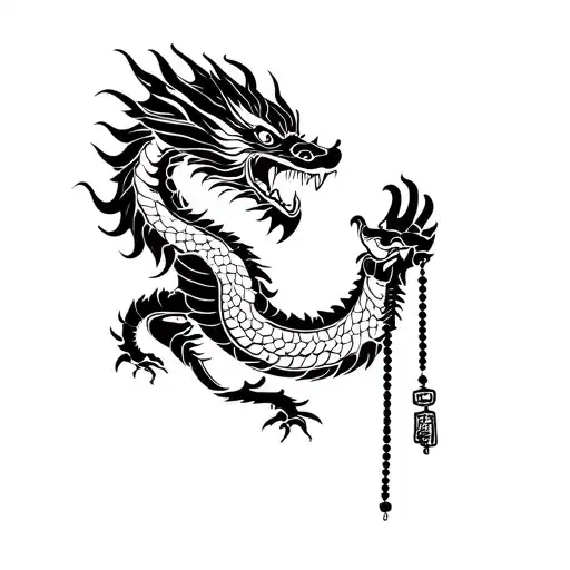 Chinese Dragon Holding Prayer Beads
