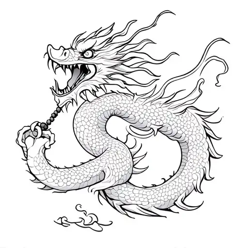 Chinese Dragon Holding Prayer Beads