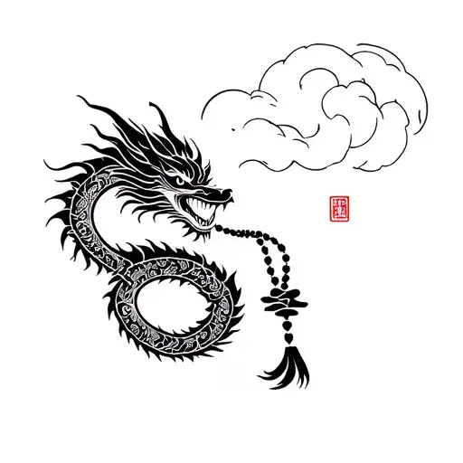 Chinese Dragon Holding Prayer Beads