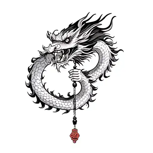 Chinese Dragon Holding Prayer Beads