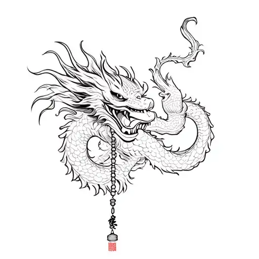 Chinese Dragon Holding Prayer Beads