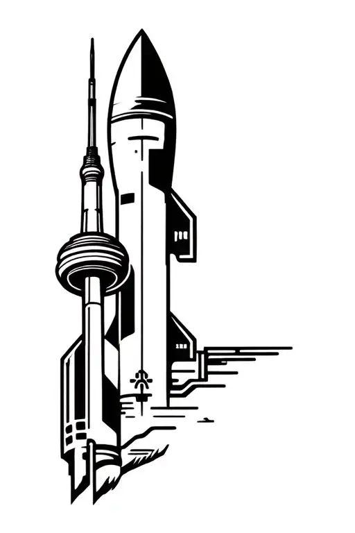 Rocket With A Gun And Toronto's Cn Tower Inside Roman