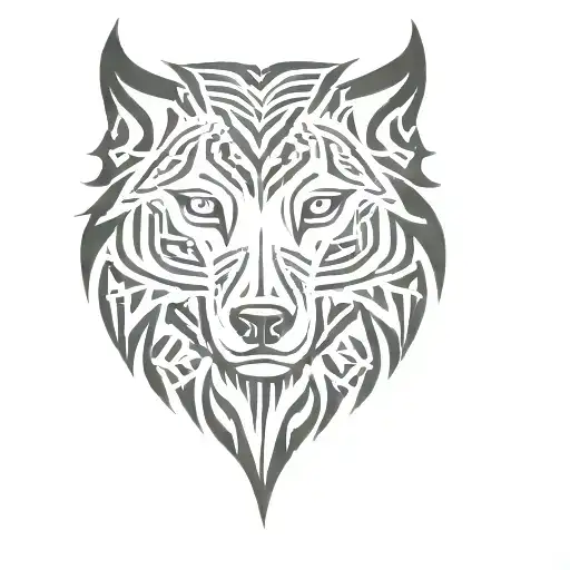 Tribal Pattern Ans Wolf Head Surrounded