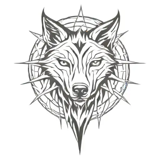 Tribal Spikes And Wolf Head Surrounded