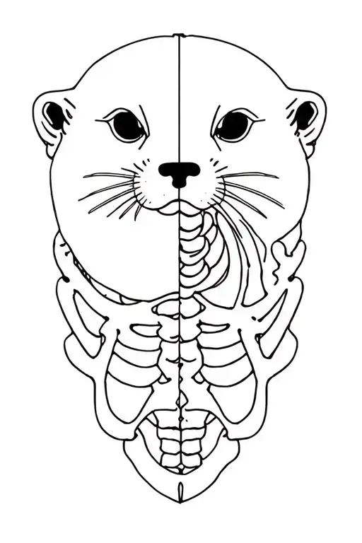 Half Otter Face Half Otter Skeleton Face