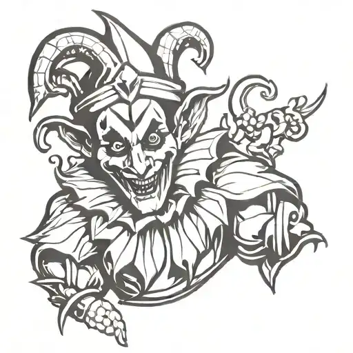 Make A 1900S Creepy Jester Tattoo All Black Ink