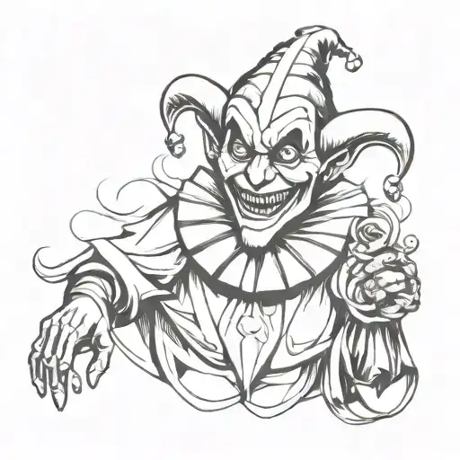 Make A 1900S Creepy Jester Tattoo All Black Ink