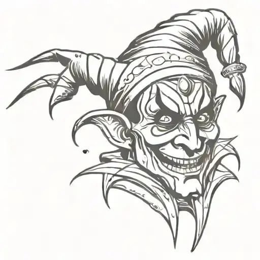 Make A 1900S Creepy Jester Tattoo All Black Ink Add A Smile