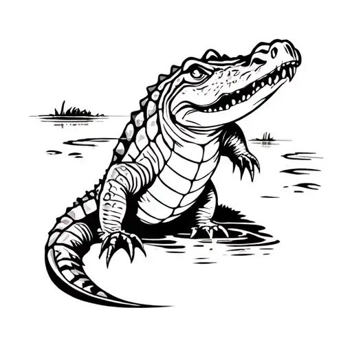 Gator In Swamp