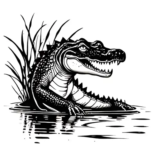 Gator In Swamp
