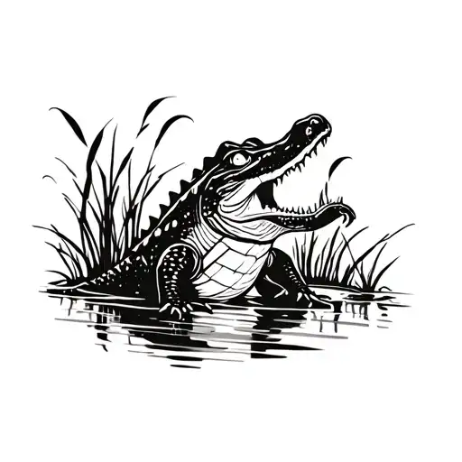 Gator In Swamp