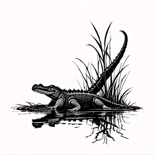 Gator In Swamp