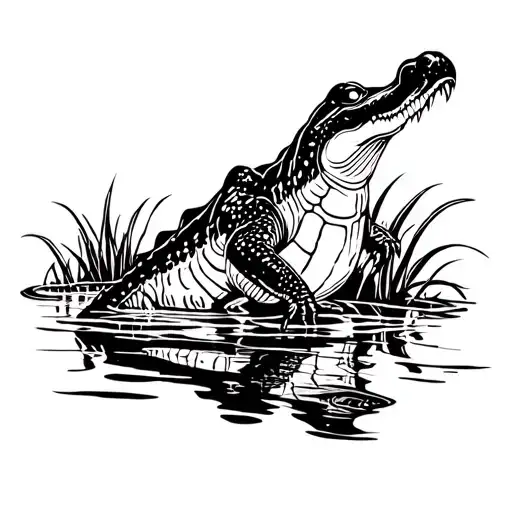 Gator In Swamp