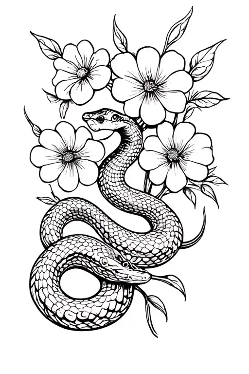 Snake With Flowers