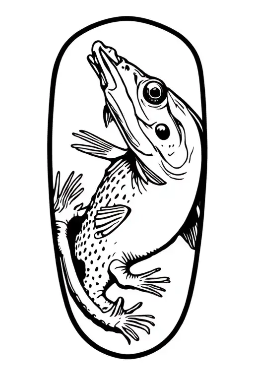 Bass Eating A Frog Of The Surface Of The Mouth