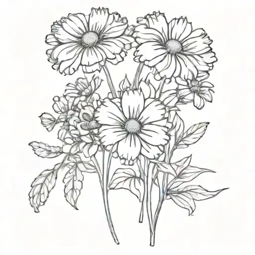 Marigolds And Cosmos Flower Bouquet