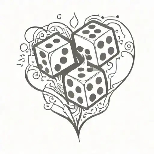 2 Burning Dice In A Heart Shape